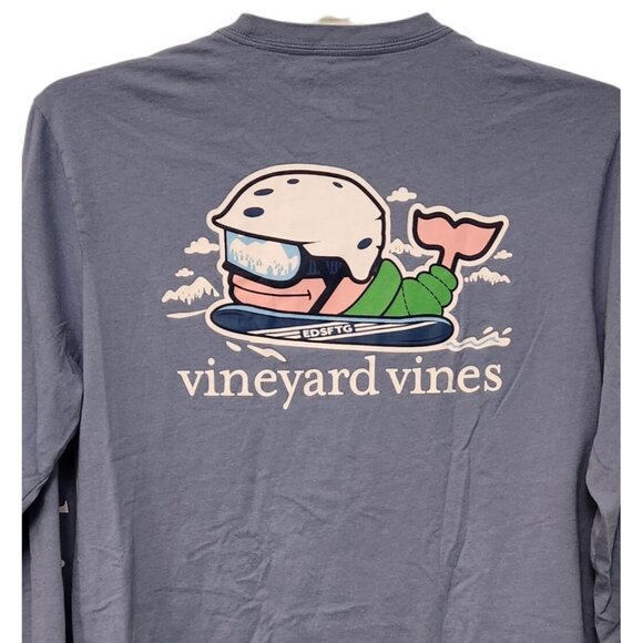 Vineyard Vines Long Sleeve T-Shirt Pocket Blue Winter Snowboarding Mens Medium‎ - Picture 3 of 12